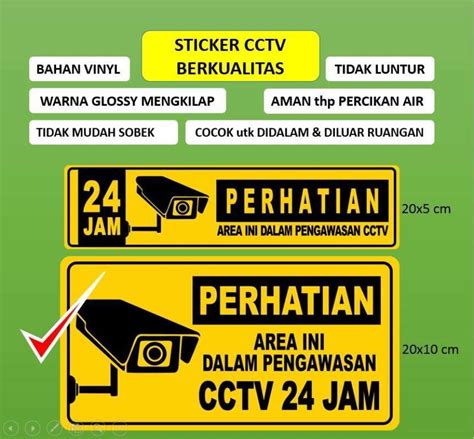 Jual Sign Stiker Cctv Sticker Area Ini Dalam Pengawasan Cctv Jam