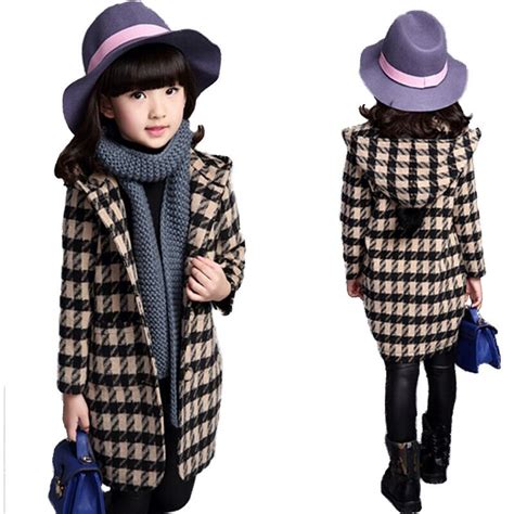 Winter Fashion Warm Girls Jackets Coats Wool And Blends Coat Children