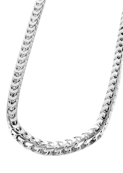 White Gold Chain Mens Solid Franco Chain 10k White Gold Frostnyc