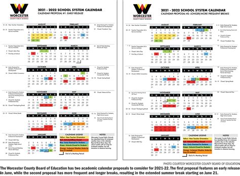 Wcps Calendar Proposals To Be Voted On In Feb Worcester County News