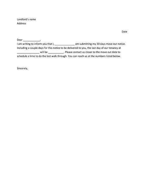 30 Day Notice To Landlord Template Word Fill Out Sign Online DocHub