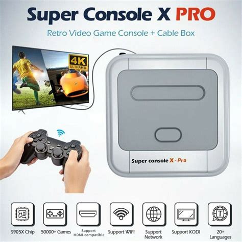 Super Console X Pro Game Console กล่องเล่นเกมแบบไร้สาย 64 G Eu Plug