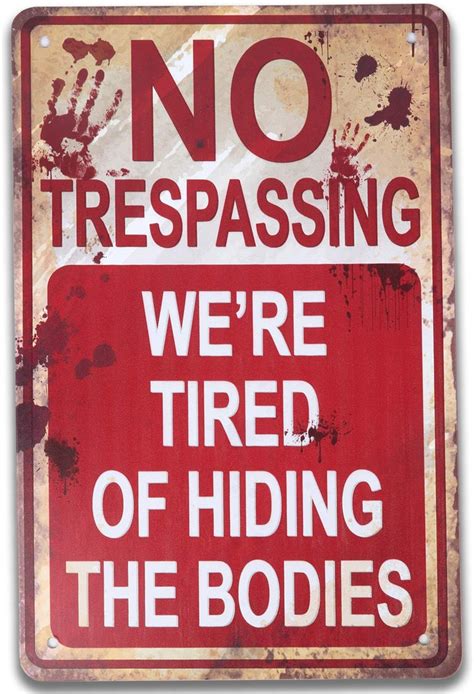 Gegewoo Halloween Signs No Trespassing Funny Metal Tin Sign For Halloween