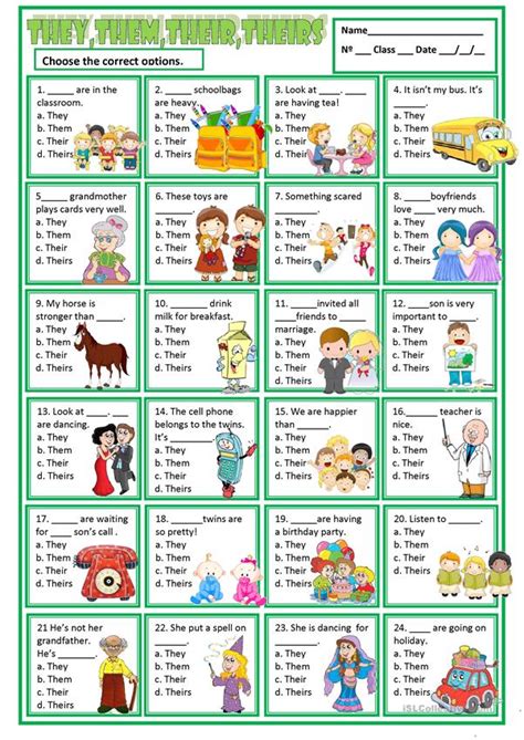 THEY; THEM; THEIR & THEIRS worksheet - Free ESL printable worksheets ...