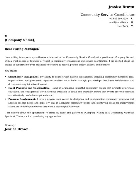Community Service Coordinator Cover Letter Examples South Africa