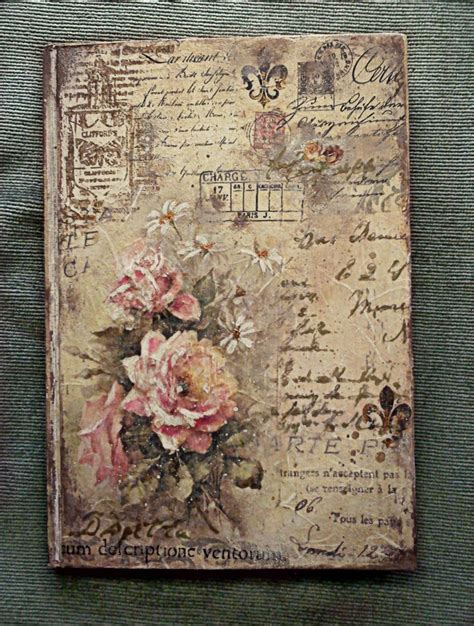 Notebook Vintage Letters Roses Caderno Vintage