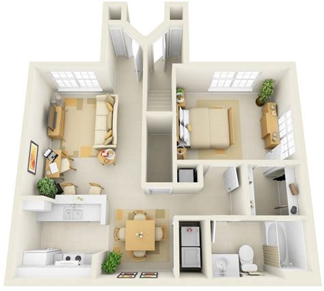 50 One 1 Bedroom Apartmenthouse Plans Architecture And Design