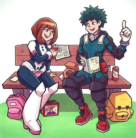 Two Anime Characters Sitting On A Bench And One Is Pointing At The Others Finger