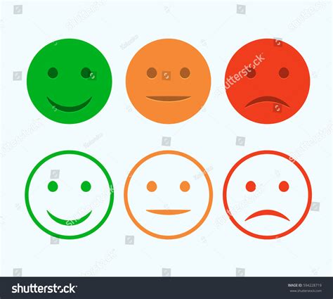 Smiley Icon Set Emoticons Positive Neutral Stock Vector Royalty Free