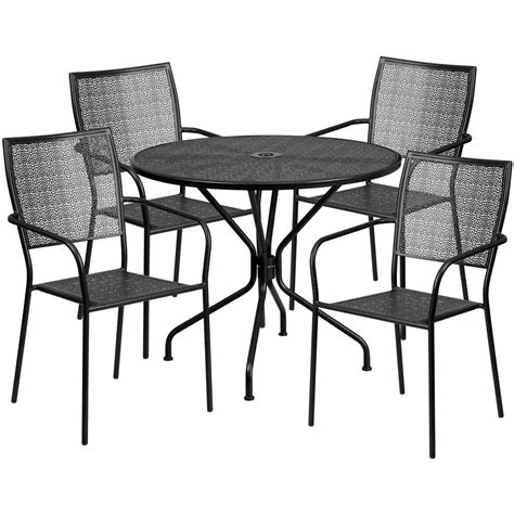 Flash Furniture 3525 Round Black Indoor Outdoor Steel Patio Table