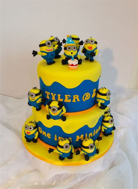 Two Tier Minion Themed Birthday Cake Minion Cake Cake Themed