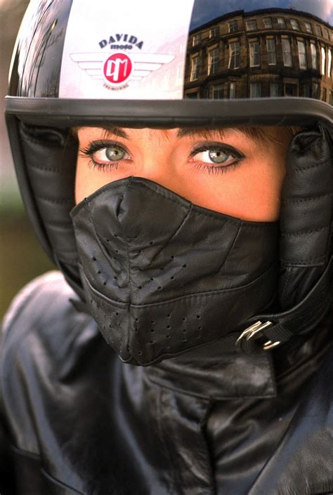 Davida Leather Leather Face Mask Biker Girl Open Face Helmets