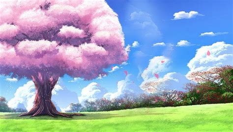 Beautiful Dream Sakura Tree Poster Background Psd Anime Scenery