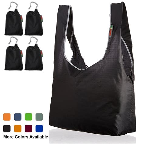 Ecojeannie Ripstop Nylon Reusable Shopping Tote Bag 4 Packs