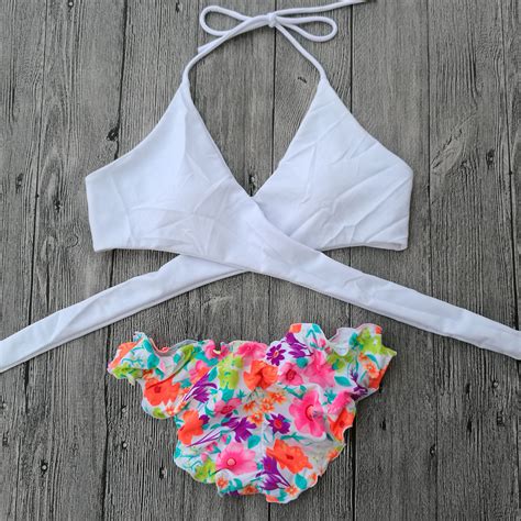 Women White Triangle Bikini Brazilian Bandage Swimwear 2018 New
