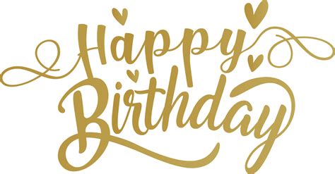 The Words Happy Birthday Written In Gold On A White Background