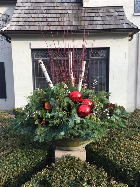 Winter Pots Dirt Simple Outdoor Christmas Planters Christmas