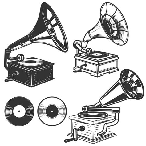 Gramophone Phonograph Logo Or Label Record Player Icon Music Concept