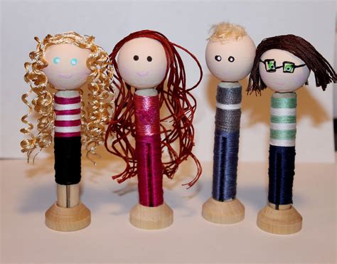 Clothespin Dolls Embroidery Wrapped Clothespin Dolls