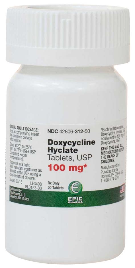 Doxycycline Tablets For Animals 100 Mg 50 Ct Item 574rx