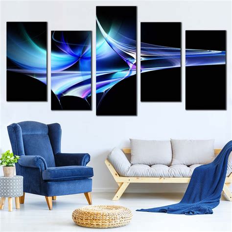 Contemporary Abstract Canvas Wall Art Beautiful Blue Modern Abstract