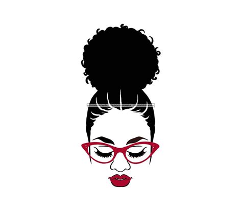 Afro Woman Svg Afro Bun Wearing Glasses Melanin Hipster Girl Etsy