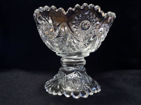 Glass Compote Footed Pedestal Candy Bowl Dish Eapg Imperial Pressed Vintage Cristales