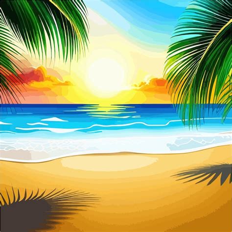 premium vector abstract view sandy beach with palm tree tropical resort sunrise on seashore