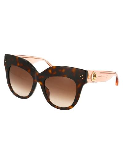 Linda Farrow Dunaway Oversized Round Frame Acetate Sunglasses With Detachable Scarf In