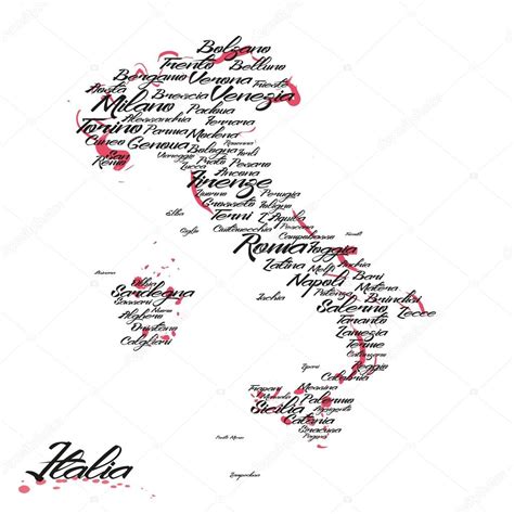 Italia Mapa Vectorial Con Nombres De Ciudades 2022