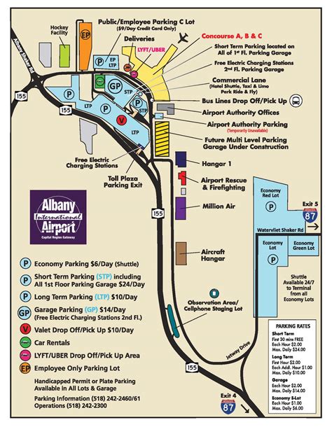 Albany Airport Parking Alb Airport Long Term Parking Rates And Map