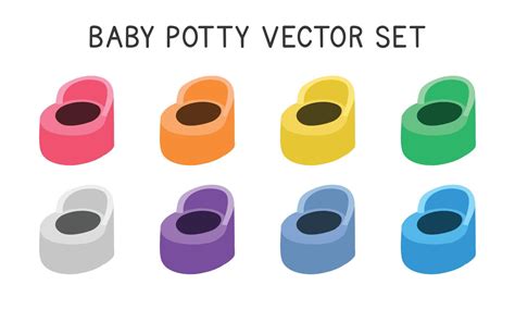 Set Of Multicolor Baby Potty Clipart Simple Cute Colorful Plastic