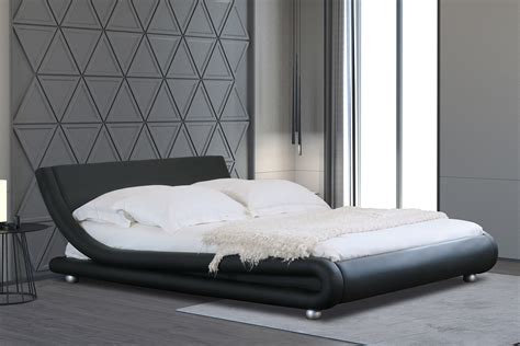 Luxury Black Modern Leather Padded King Size Bed BedSale Com