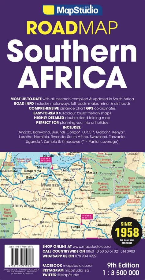Southern Africa Road Map Gps Points Mapstudio