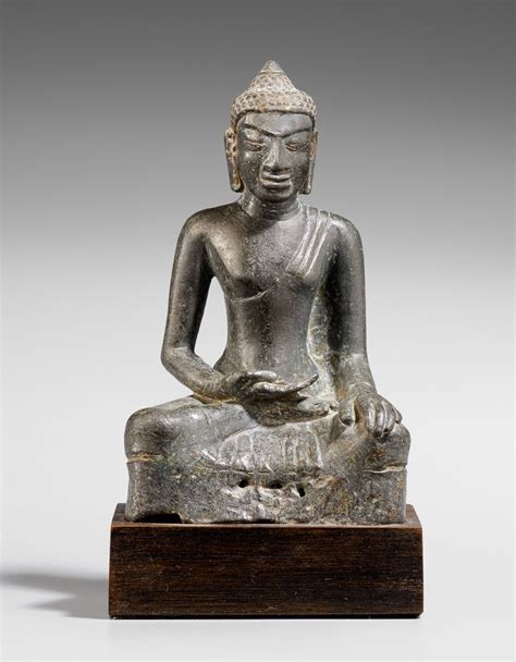 Buddha Bronze Thailand Mon Dvaravati Stil Auktion 1061 Asiatische
