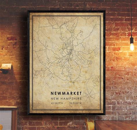 Newmarket Map Print Newmarket Map New Hampshire Map Art Newmarket City