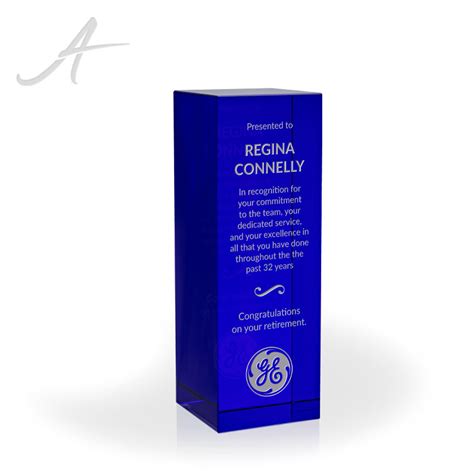 Alexis Blue Crystal Column Award Engraved Crystal Awards Awarding You
