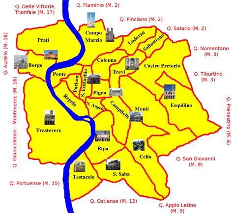 Karte Und Plan Die 19 Bezirke Municipi Und Stadtteile Von Rom