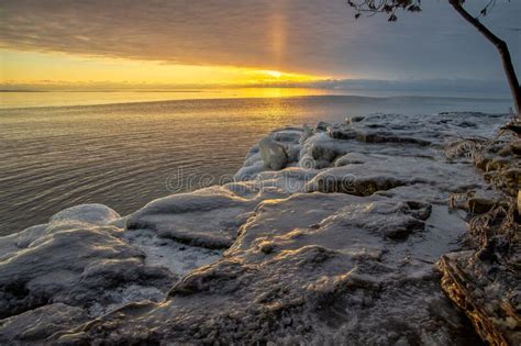 Lake Michigan Icy Sunrise Stock Photo Image Of Door 209138734