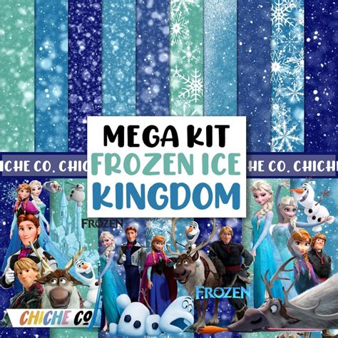 Digital Papers Frozen Clipart Png Scrapbook Instant Download Birthday Party Ice Kingdom Princess