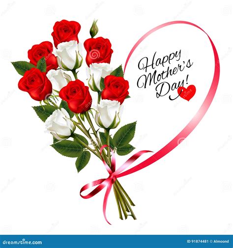Rosas Rojas Con Una Nota Feliz En Forma De Corazón Del Día Del S De