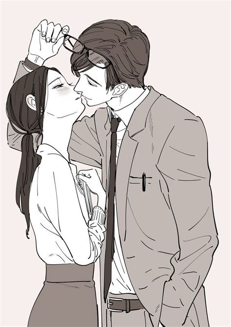 Dessins Un Couple Sembrassant Illustration Manga Dessin Amoureux