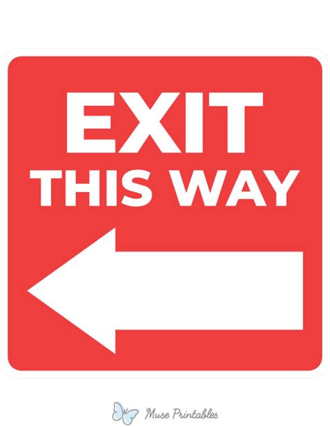 Printable Exit This Way Left Arrow Sign