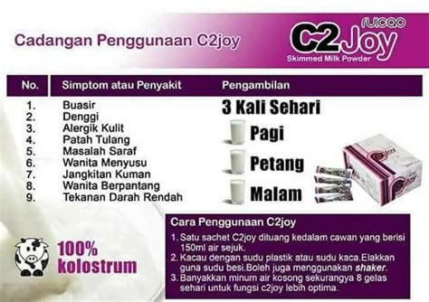Susu c2joy adalah product c2joy adalah susu kombinasi terbaik yang mampu merawat pelbagai penyakit, susu ini terdapat susu kolostrum dan susu kalsium trucal®. Susu C2JOY Malaysia - Home | Facebook