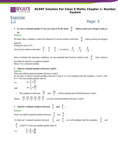 Ncert Solutions Class 9 Maths Chapter 1 Number Systems Updated For