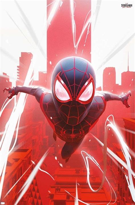 Marvels Spider Man Miles Morales Falling Athena Posters