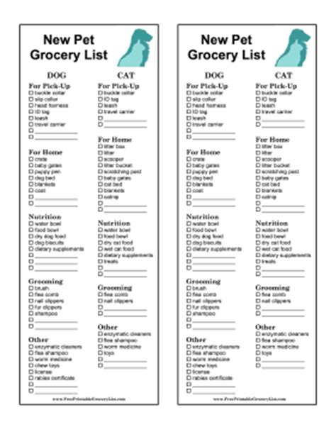 Puppy tax is not required! Printable New Pet Grocery List