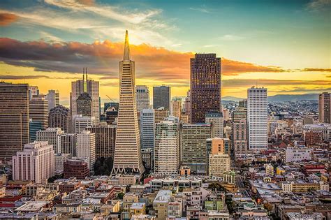 Hd Wallpaper Skyscraper Of Buildings Glorious Sunset San Francisco