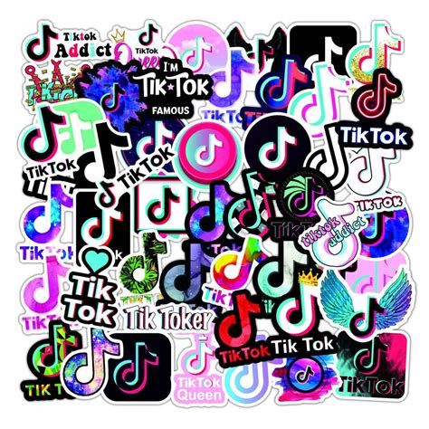 ティックトック Tiktok Tiktoker ロゴ 音楽アプリ 動画 シール ステッカー50枚ステッカー、デカール｜売買された
