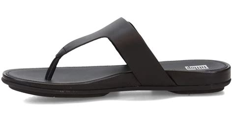 Fitflop Gracie Rubber Buckle Leather Toe Post Sandals In Black Lyst UK